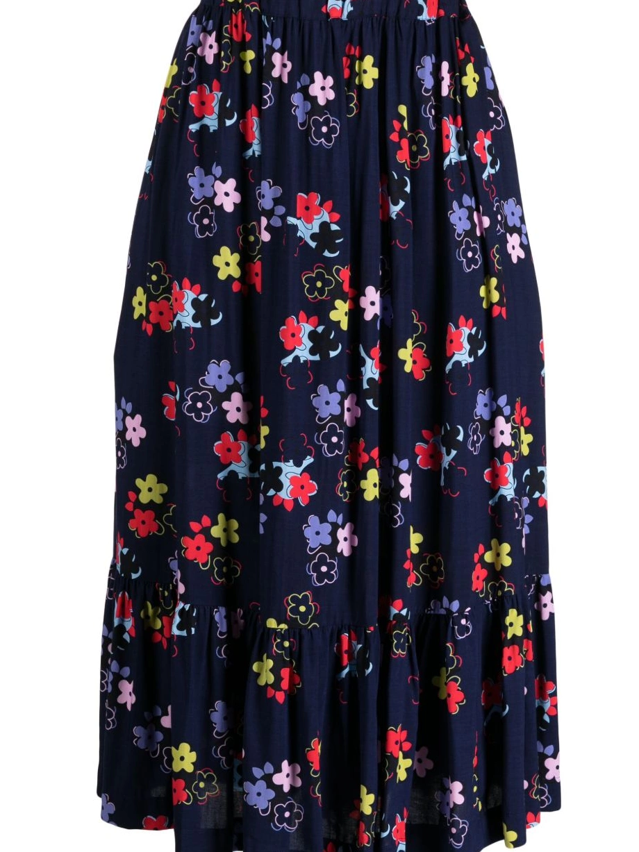 Affordable Women Des Girl floral-print pleated Comme Garcons skirt 0304