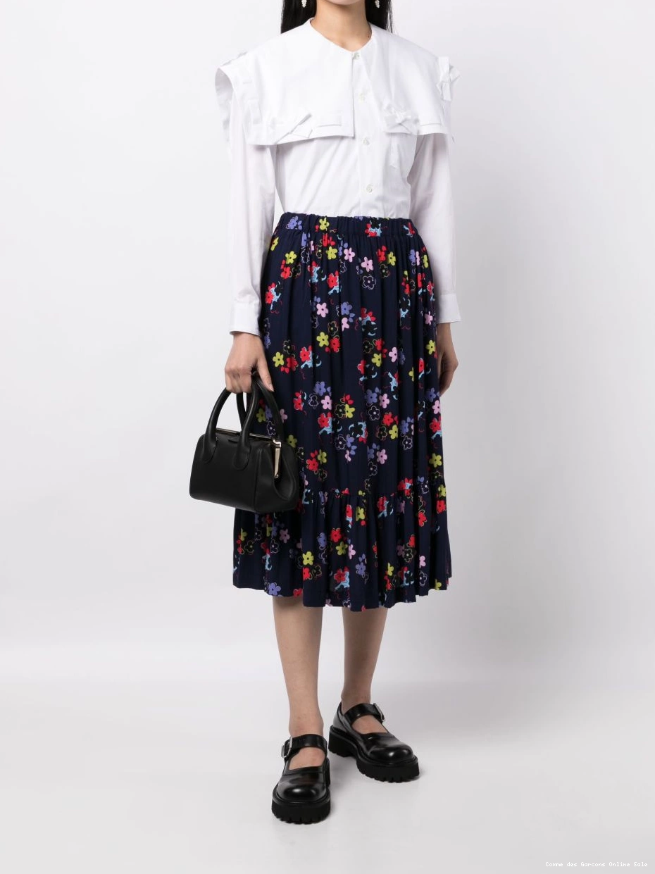 Affordable Garcons floral-print Girl Women pleated Comme Des skirt 0305