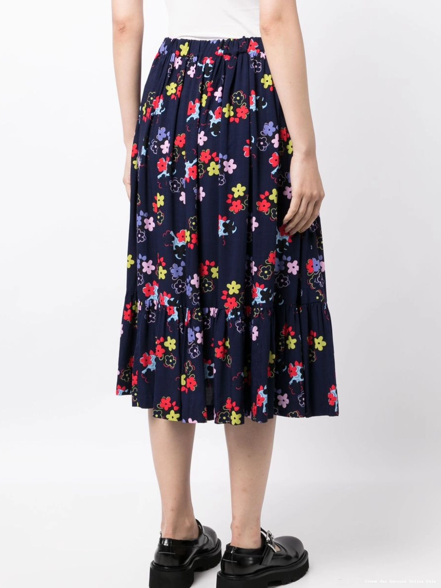 Affordable Garcons floral-print Girl Women pleated Comme Des skirt 0305