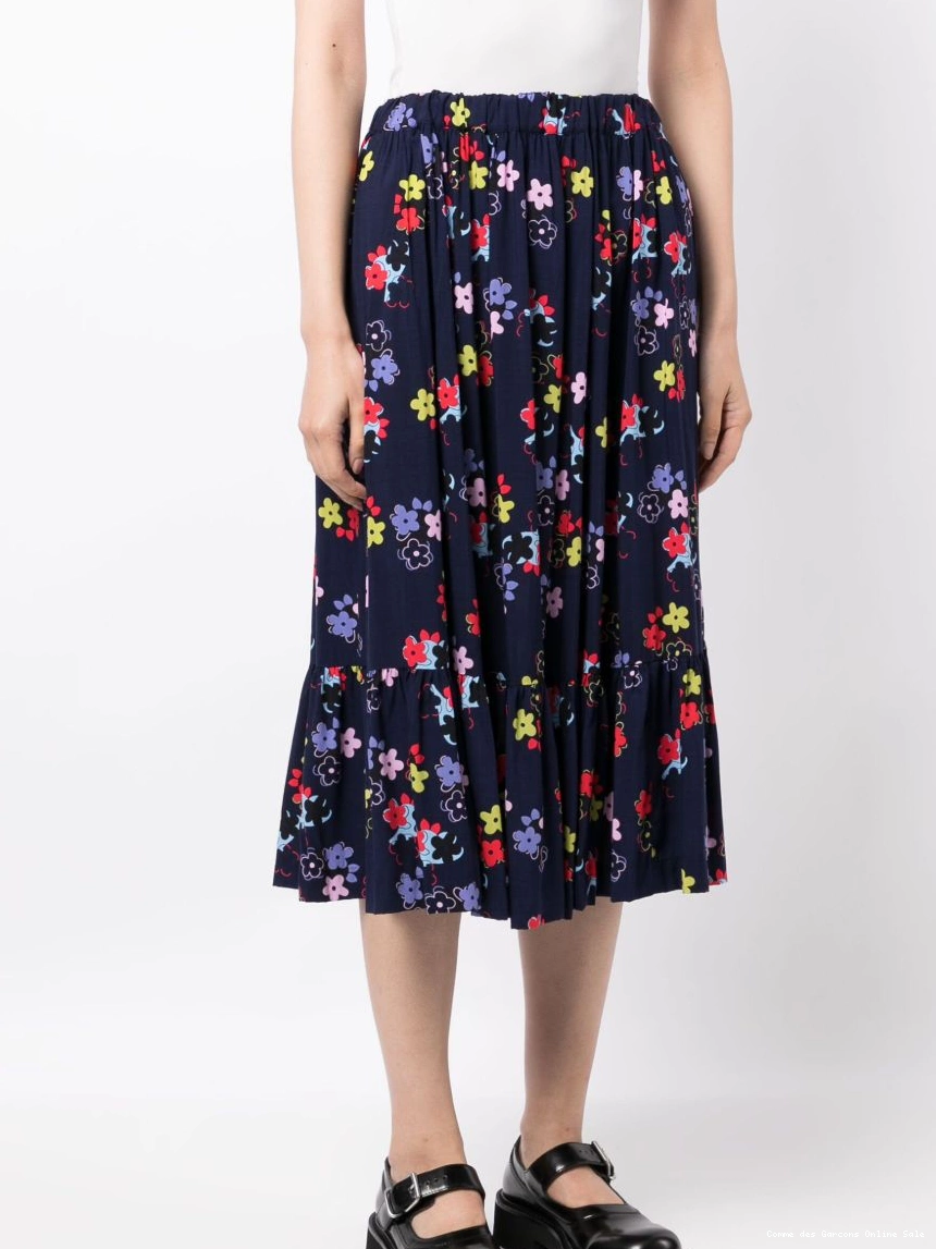 Affordable Garcons floral-print Girl Women pleated Comme Des skirt 0305