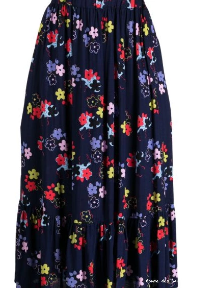 Affordable Women Des Girl floral-print pleated Comme Garcons skirt 0304